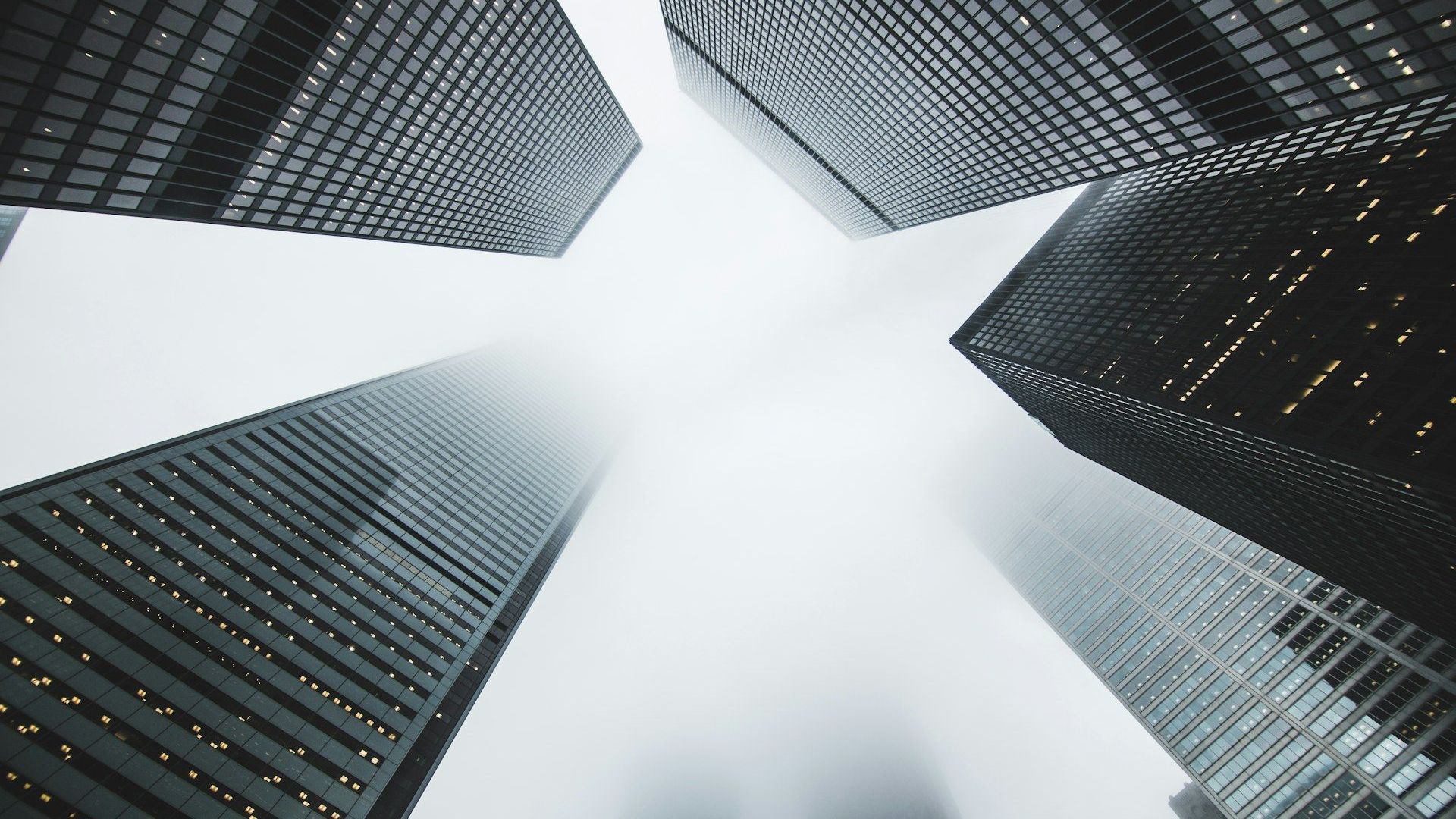 Modern city architecture reflecting a busy commercial district